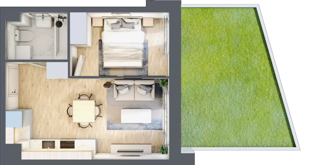 2 pokoje, mieszkanie 31,49 m², parter, oferta nr A/122, Olchowy Park 3, Warszawa, Białołęka, Kobiałka, ul. Marii Callas 20, 20A