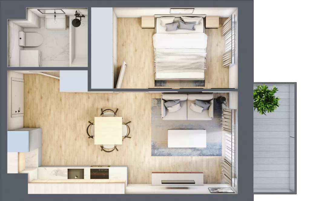 2 pokoje, mieszkanie 33,21 m², piętro 1, oferta nr A/133, Olchowy Park 3, Warszawa, Białołęka, Kobiałka, ul. Marii Callas 20, 20A
