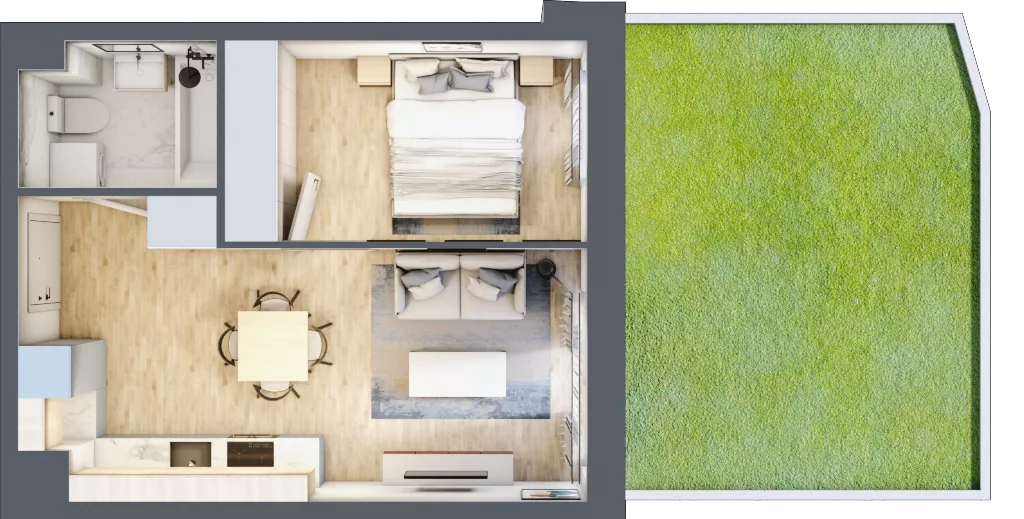 2 pokoje, mieszkanie 33,21 m², parter, oferta nr A/123, Olchowy Park 3, Warszawa, Białołęka, Kobiałka, ul. Marii Callas 20, 20A