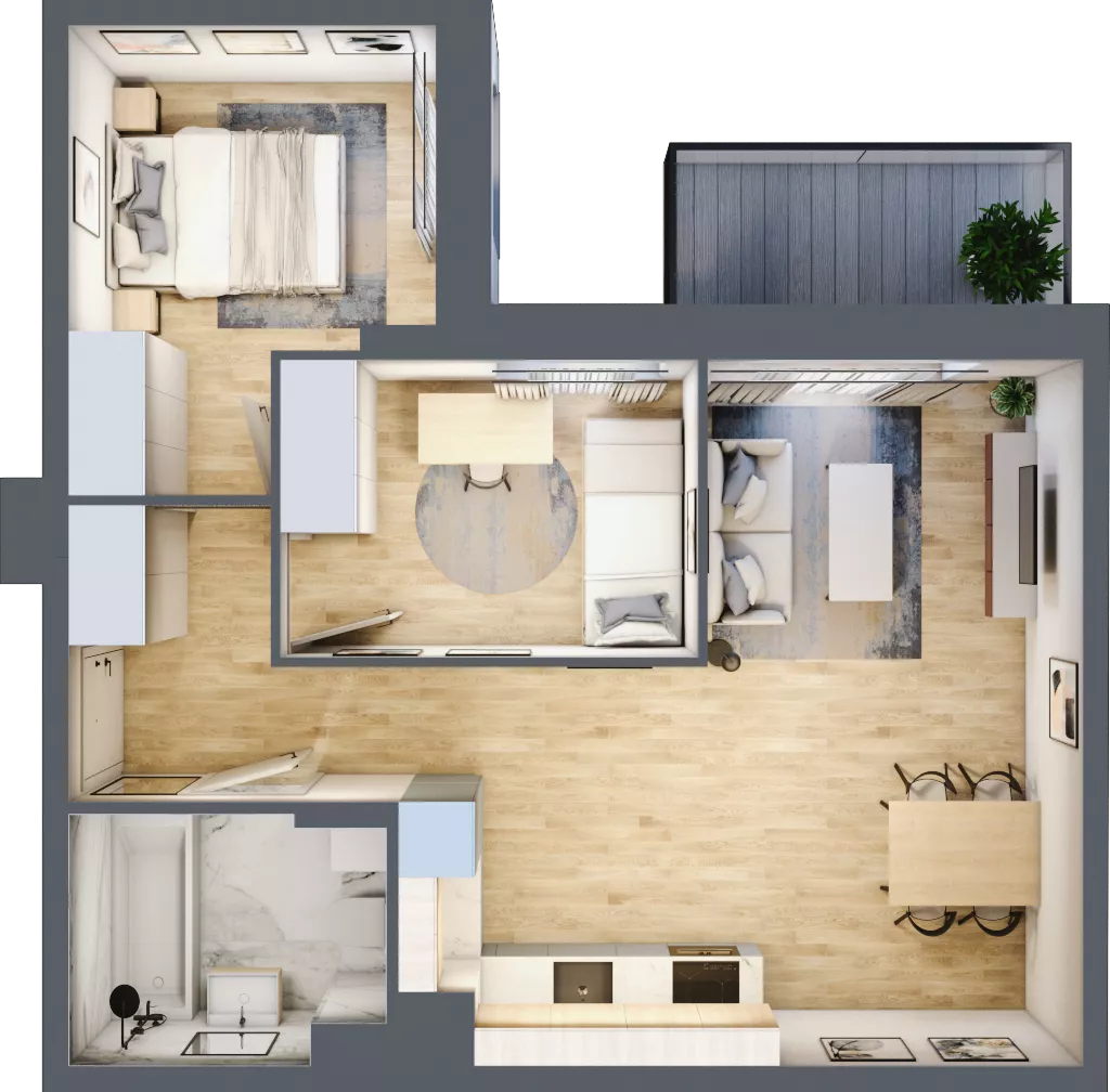 3 pokoje, mieszkanie 50,37 m², piętro 1, oferta nr A/103, Olchowy Park 3, Warszawa, Białołęka, Kobiałka, ul. Marii Callas 20, 20A