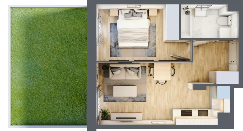 2 pokoje, mieszkanie 36,72 m², parter, oferta nr A/128, Olchowy Park 3, Warszawa, Białołęka, Kobiałka, ul. Marii Callas 20, 20A