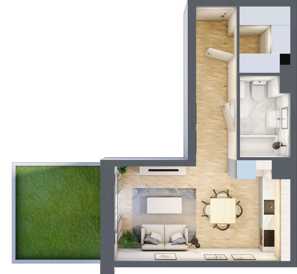 1 pokój, mieszkanie 30,12 m², parter, oferta nr A/97, Olchowy Park 3, Warszawa, Białołęka, Kobiałka, ul. Marii Callas 20, 20A