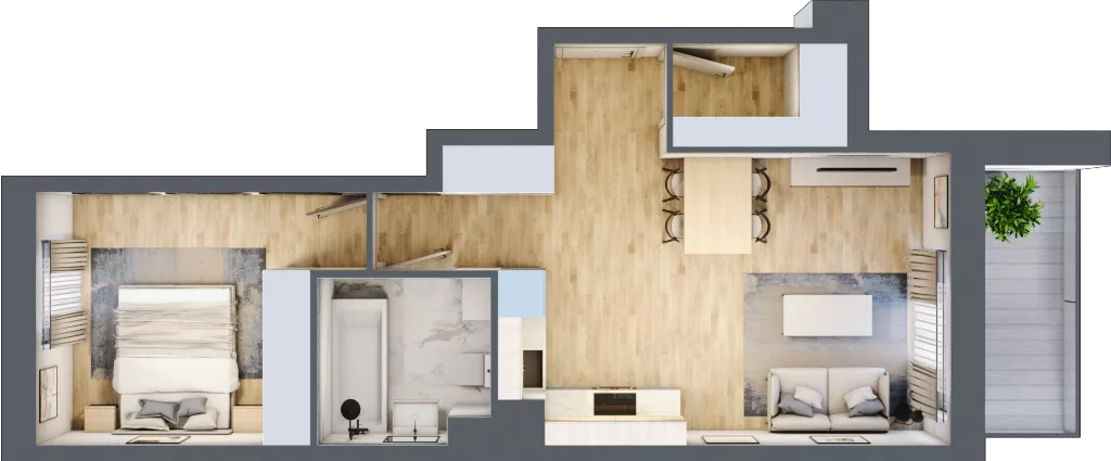 2 pokoje, mieszkanie 44,54 m², piętro 2, oferta nr B/59, Olchowy Park 3, Warszawa, Białołęka, Kobiałka, ul. Marii Callas 20, 20A