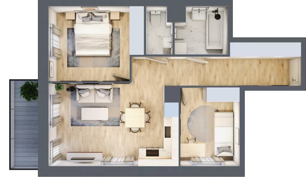 3 pokoje, mieszkanie 55,43 m², piętro 1, oferta nr B/18, Olchowy Park 3, Warszawa, Białołęka, Kobiałka, ul. Marii Callas 20, 20A