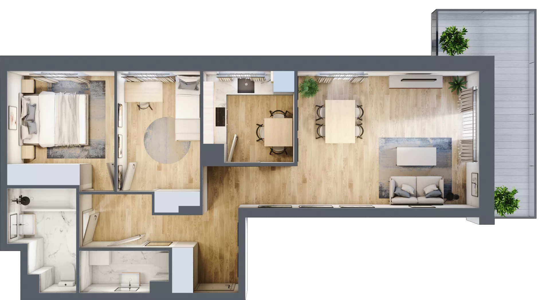 3 pokoje, mieszkanie 65,88 m², piętro 2, oferta nr B/60, Olchowy Park 3, Warszawa, Białołęka, Kobiałka, ul. Marii Callas 20, 20A