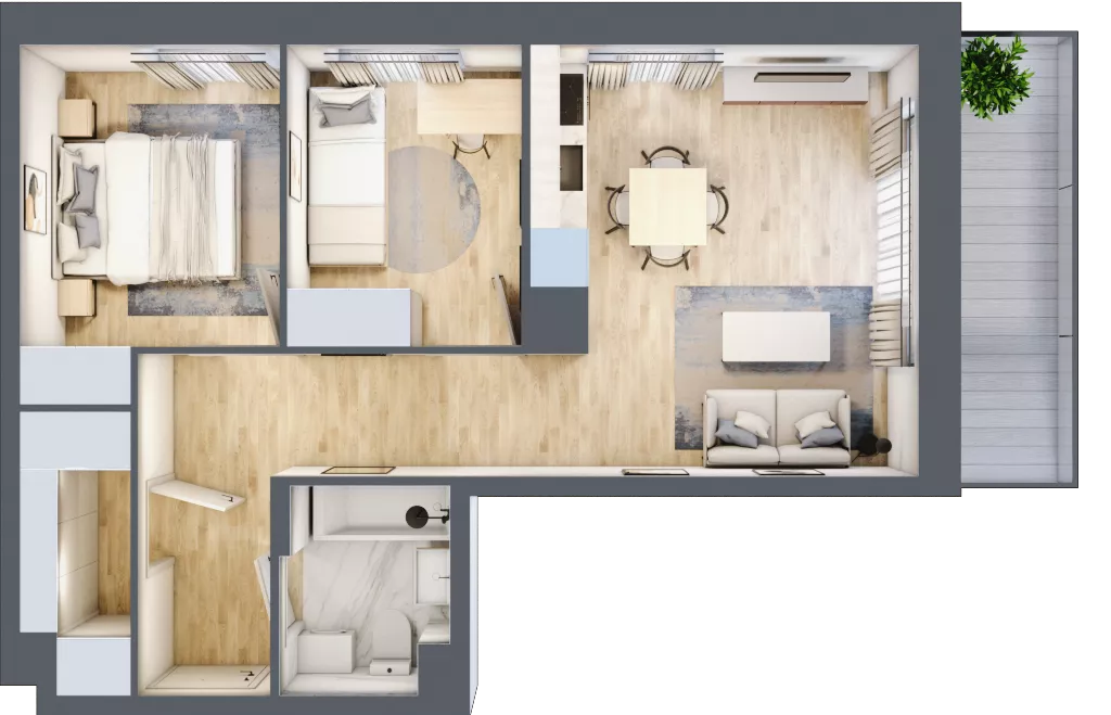 3 pokoje, mieszkanie 49,02 m², piętro 1, oferta nr B/54, Olchowy Park 3, Warszawa, Białołęka, Kobiałka, ul. Marii Callas 20, 20A