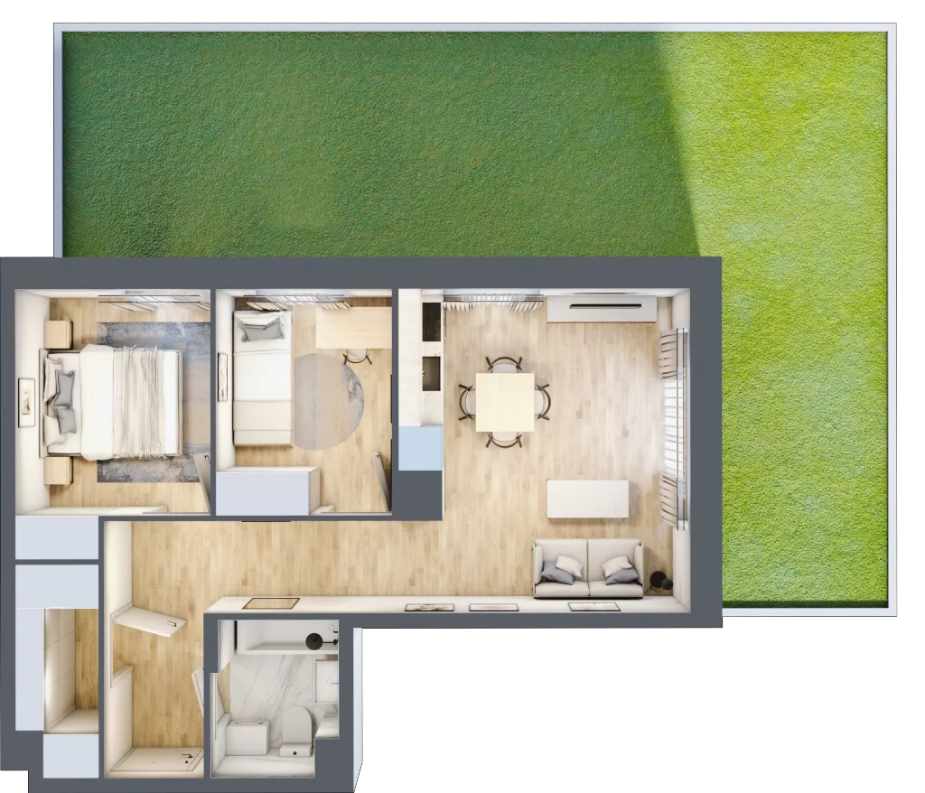 3 pokoje, mieszkanie 49,02 m², parter, oferta nr B/43, Olchowy Park 3, Warszawa, Białołęka, Kobiałka, ul. Marii Callas 20, 20A