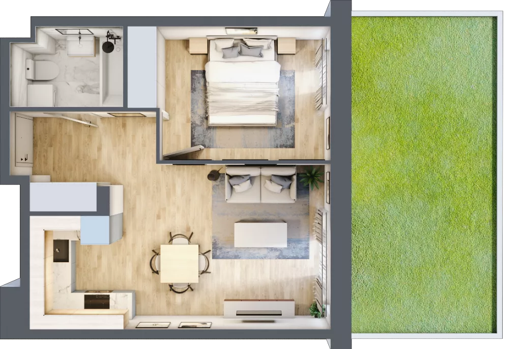 2 pokoje, mieszkanie 40,09 m², parter, oferta nr B/42, Olchowy Park 3, Warszawa, Białołęka, Kobiałka, ul. Marii Callas 20, 20A
