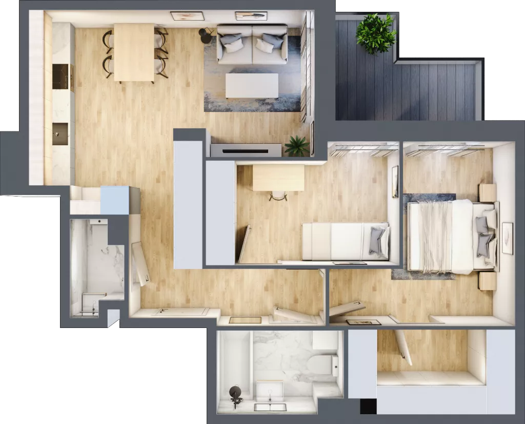 3 pokoje, mieszkanie 61,97 m², piętro 2, oferta nr B/26, Olchowy Park 3, Warszawa, Białołęka, Kobiałka, ul. Marii Callas 20, 20A