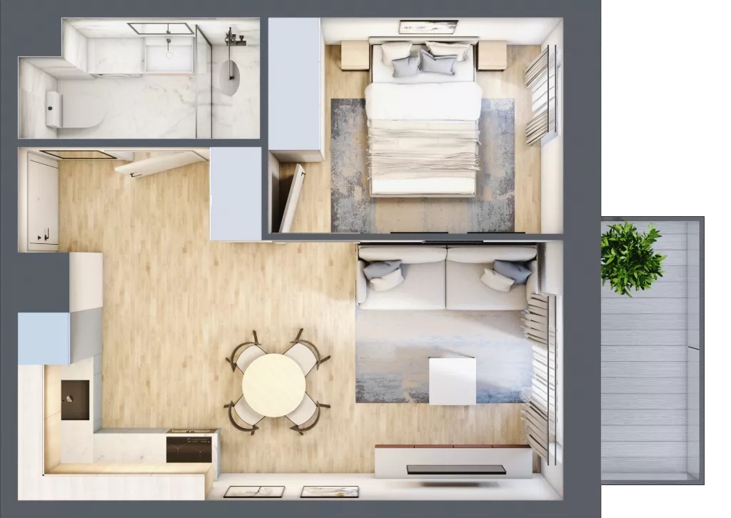 2 pokoje, mieszkanie 33,88 m², piętro 5, oferta nr III/134, Neo Nova Ochota 3, Warszawa, Włochy, Raków, ul. Wojciecha Opackiego 4A