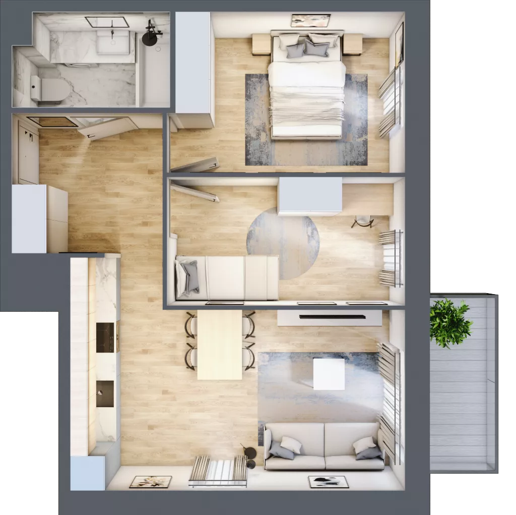 3 pokoje, mieszkanie 51,69 m², piętro 2, oferta nr III/10, Neo Nova Ochota 3, Warszawa, Włochy, Raków, ul. Wojciecha Opackiego 4A