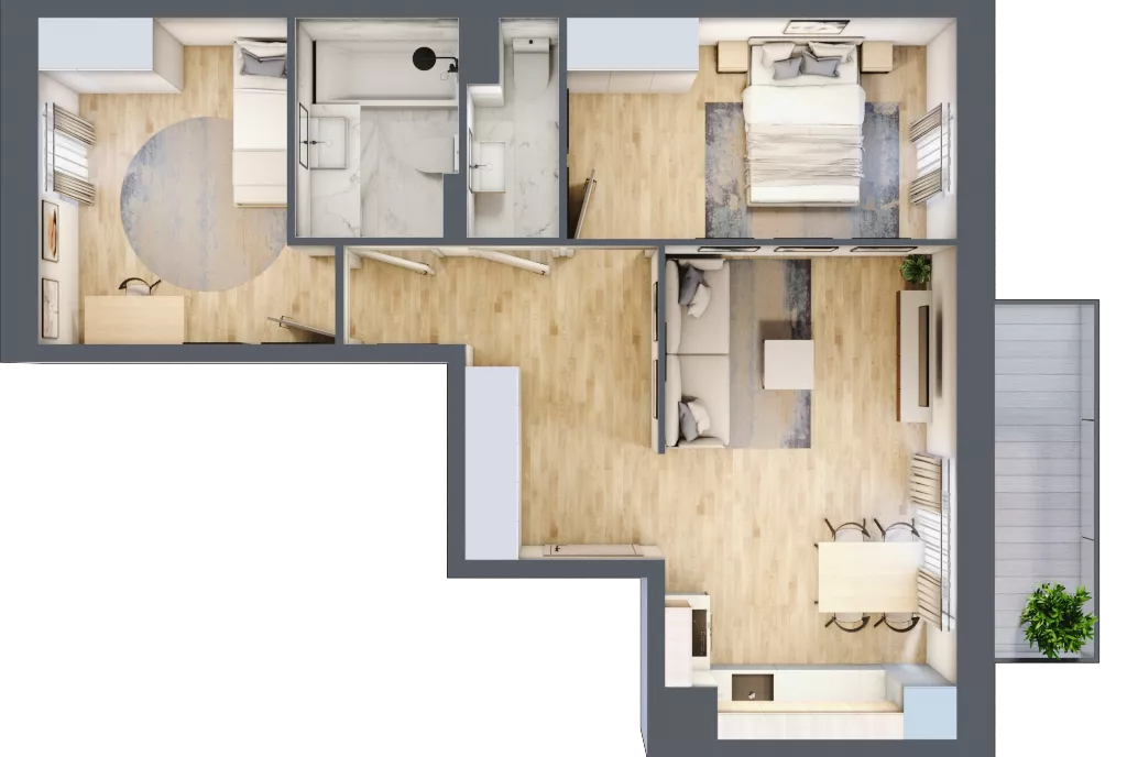 3 pokoje, mieszkanie 57,04 m², piętro 5, oferta nr III/65, Neo Nova Ochota 3, Warszawa, Włochy, Raków, ul. Wojciecha Opackiego 4A