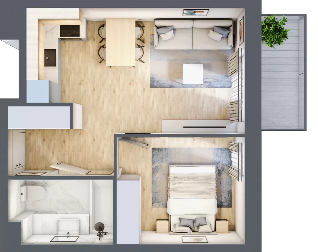 2 pokoje, mieszkanie 37,20 m², piętro 3, oferta nr III/107, Neo Nova Ochota 3, Warszawa, Włochy, Raków, ul. Wojciecha Opackiego 4A