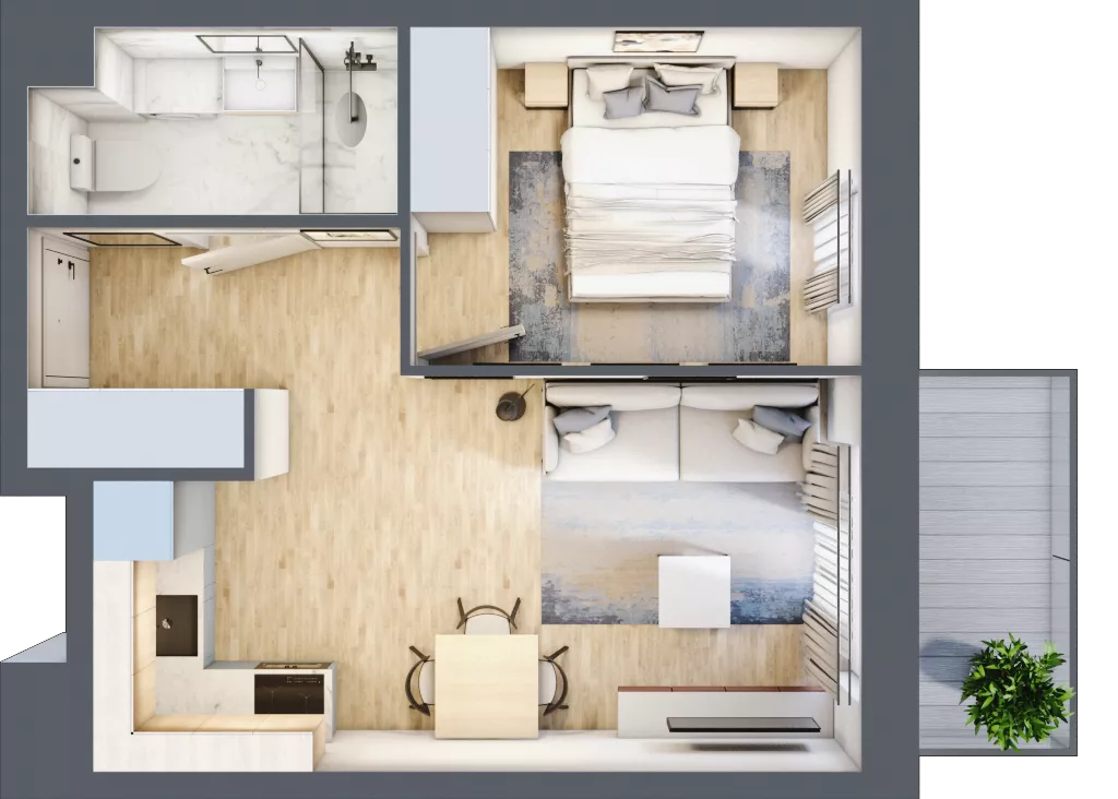 2 pokoje, mieszkanie 33,28 m², piętro 1, oferta nr III/84, Neo Nova Ochota 3, Warszawa, Włochy, Raków, ul. Wojciecha Opackiego 4A