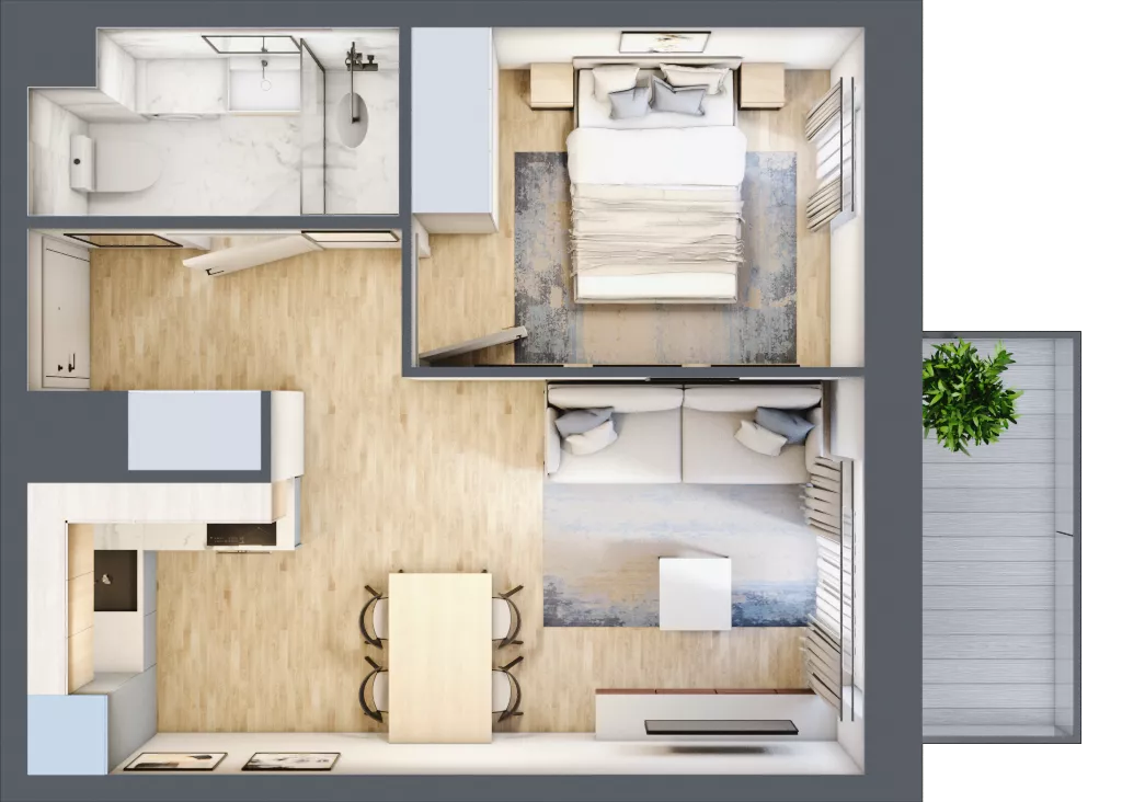2 pokoje, mieszkanie 33,88 m², piętro 4, oferta nr III/121, Neo Nova Ochota 3, Warszawa, Włochy, Raków, ul. Wojciecha Opackiego 4A