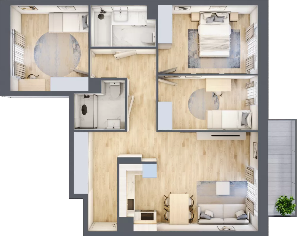 4 pokoje, mieszkanie 79,49 m², piętro 1, oferta nr III/79, Neo Nova Ochota 3, Warszawa, Włochy, Raków, ul. Wojciecha Opackiego 4A