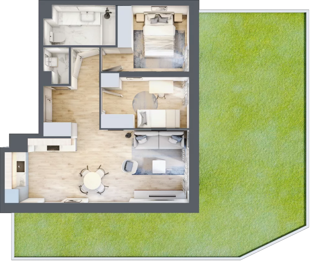 3 pokoje, mieszkanie 55,58 m², parter, oferta nr III/74, Neo Nova Ochota 3, Warszawa, Włochy, Raków, ul. Wojciecha Opackiego 4A