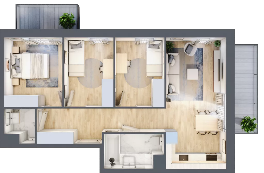 4 pokoje, mieszkanie 68,22 m², piętro 1, oferta nr III/80, Neo Nova Ochota 3, Warszawa, Włochy, Raków, ul. Wojciecha Opackiego 4A