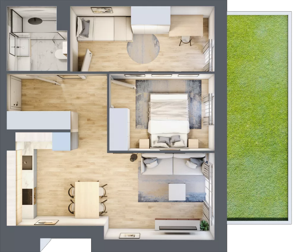 3 pokoje, mieszkanie 49,09 m², parter, oferta nr VIII/42, Nova Viva Garden 8, Warszawa, Białołęka, Brzeziny, ul. Włodkowica 11D
