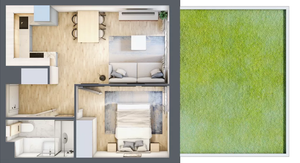 2 pokoje, mieszkanie 34,31 m², parter, oferta nr VIII/65, Nova Viva Garden 8, Warszawa, Białołęka, Brzeziny, ul. Włodkowica 11D