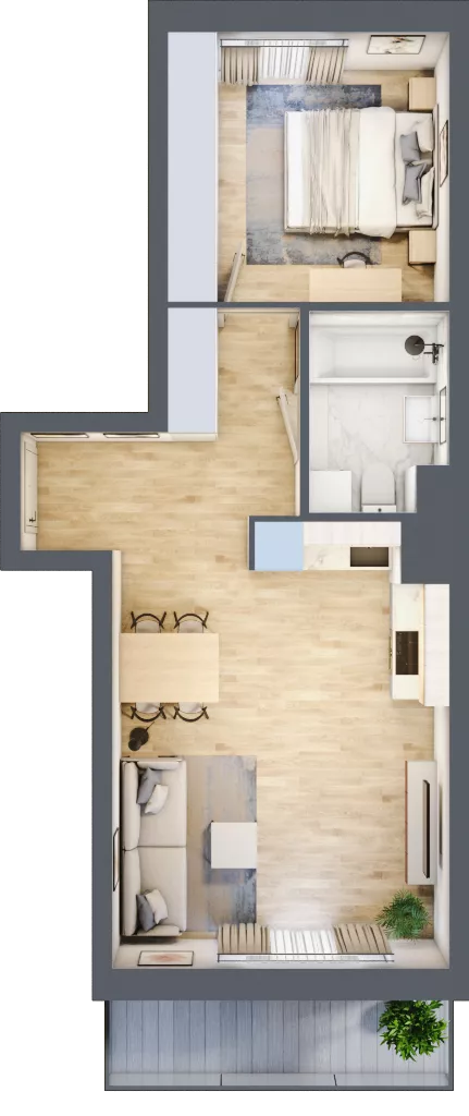 2 pokoje, mieszkanie 44,93 m², piętro 1, oferta nr VII/65, Metro Art 7, Warszawa, Praga Południe, Kamionek, ul. Chodakowska 36