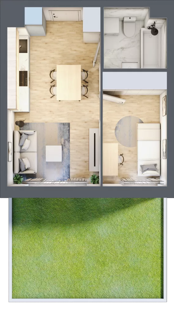 2 pokoje, mieszkanie 32,89 m², parter, oferta nr VII/2, Metro Art 7, Warszawa, Praga Południe, Kamionek, ul. Chodakowska 36