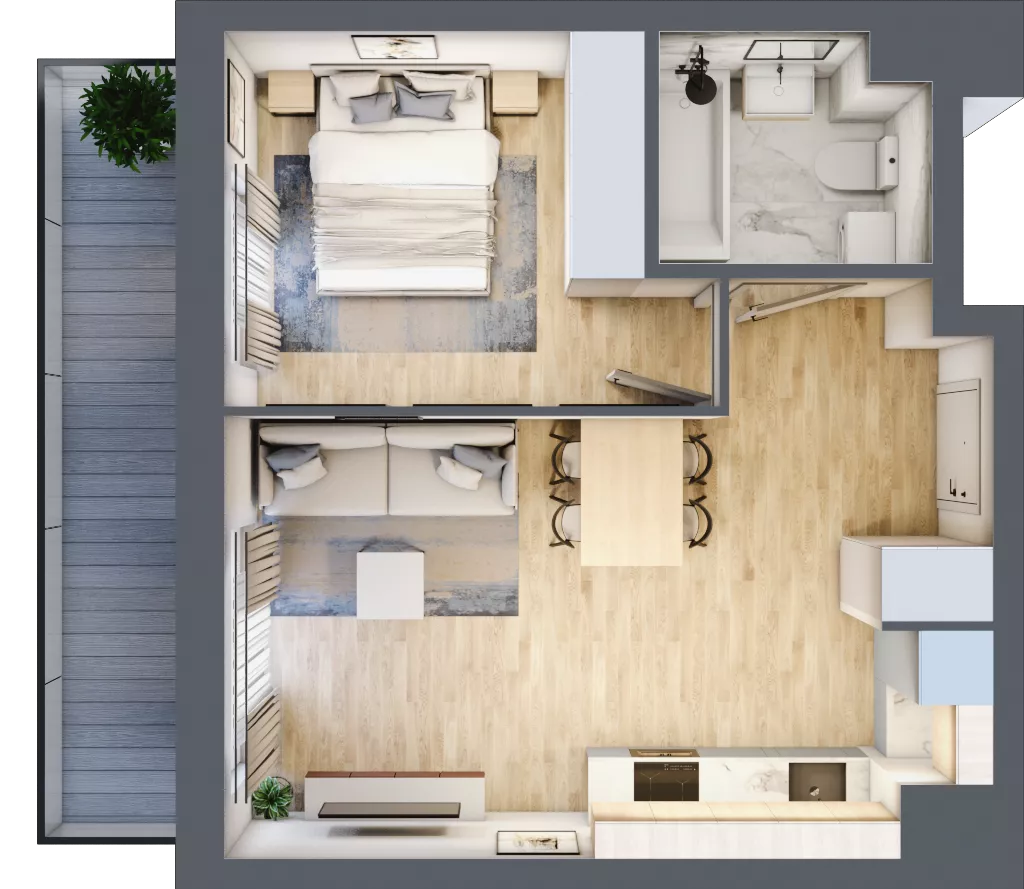 2 pokoje, mieszkanie 38,77 m², piętro 2, oferta nr VII/71, Metro Art 7, Warszawa, Praga Południe, Kamionek, ul. Chodakowska 36