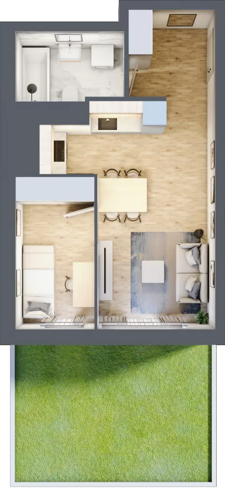 2 pokoje, mieszkanie 36,36 m², parter, oferta nr VII/4, Metro Art 7, Warszawa, Praga Południe, Kamionek, ul. Chodakowska 36
