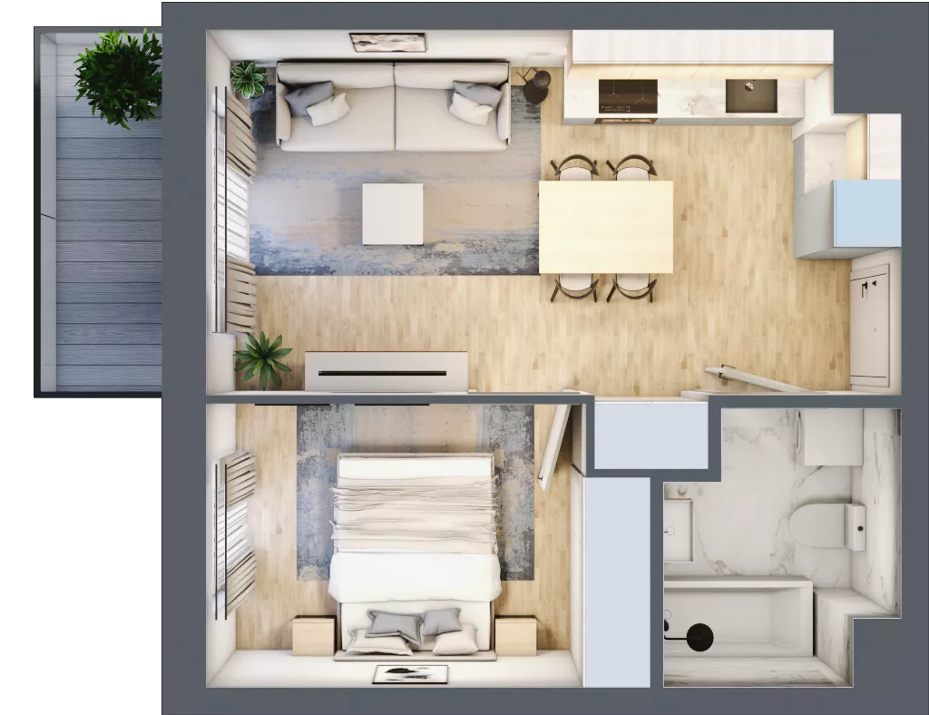 2 pokoje, mieszkanie 35,06 m², piętro 1, oferta nr VII/26, Metro Art 7, Warszawa, Praga Południe, Kamionek, ul. Chodakowska 36
