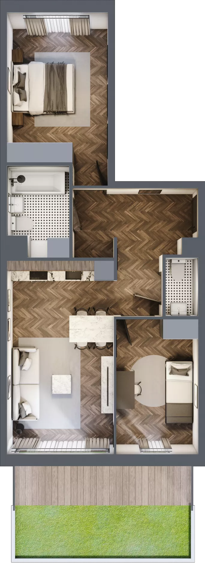 3 pokoje, mieszkanie 60,39 m², piętro 3, oferta nr C4.05, Nad Odrą, Szczecin, Śródmieście, Łasztownia, ul. Celna 4