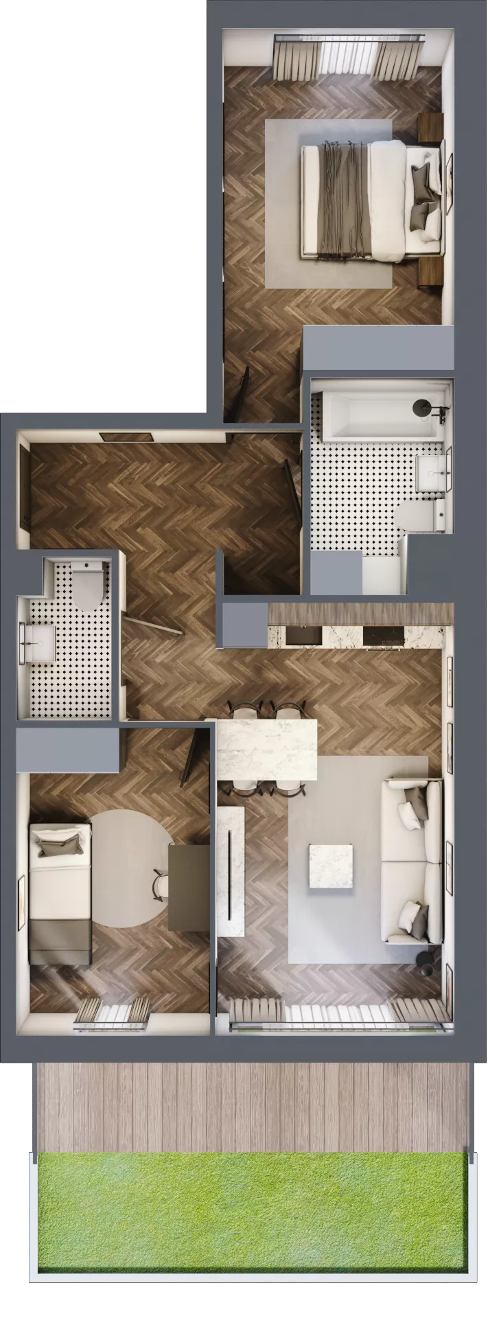 3 pokoje, mieszkanie 60,49 m², piętro 3, oferta nr A4.02, Nad Odrą, Szczecin, Śródmieście, Łasztownia, ul. Celna 4