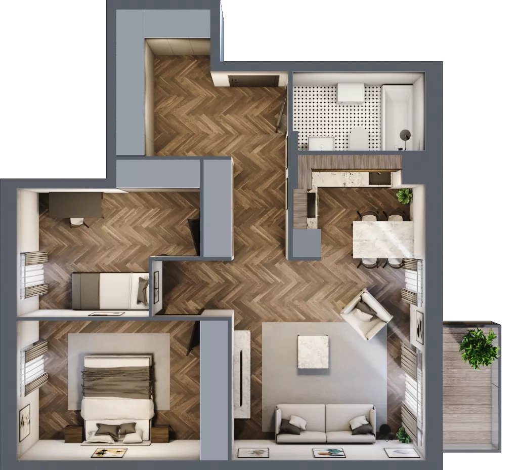 3 pokoje, mieszkanie 67,02 m², piętro 4, oferta nr C5.03, Nad Odrą, Szczecin, Śródmieście, Łasztownia, ul. Celna 4