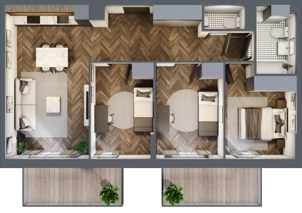 4 pokoje, mieszkanie 72,04 m², piętro 2, oferta nr F3.03, Nad Odrą, Szczecin, Śródmieście, Łasztownia, ul. Celna 4