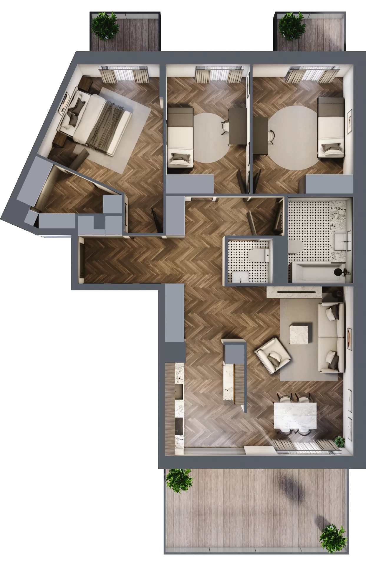 4 pokoje, mieszkanie 90,50 m², piętro 5, oferta nr F6.01, Nad Odrą, Szczecin, Śródmieście, Łasztownia, ul. Celna 4