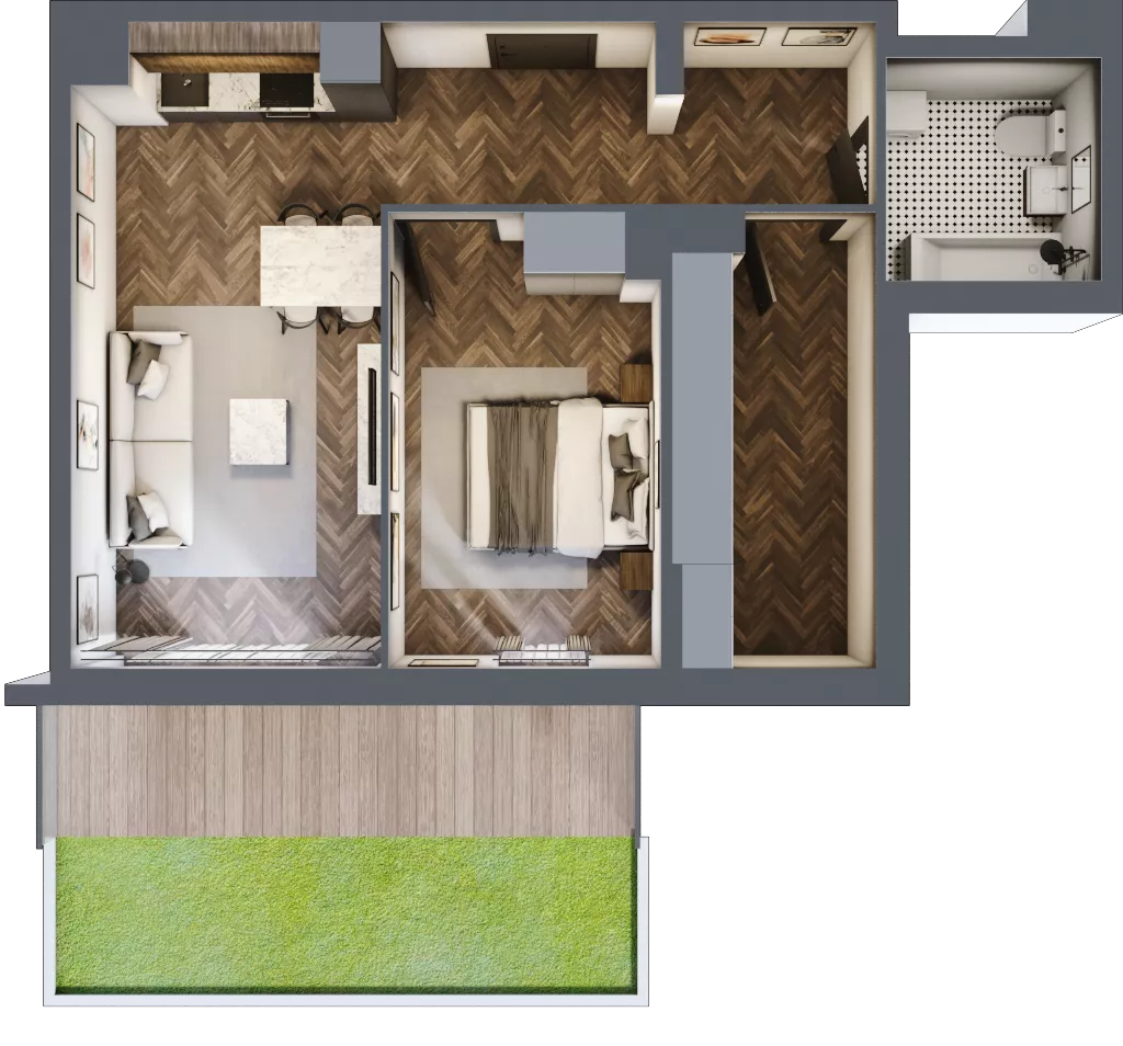 2 pokoje, mieszkanie 52,38 m², piętro 3, oferta nr C4.03, Nad Odrą, Szczecin, Śródmieście, Łasztownia, ul. Celna 4
