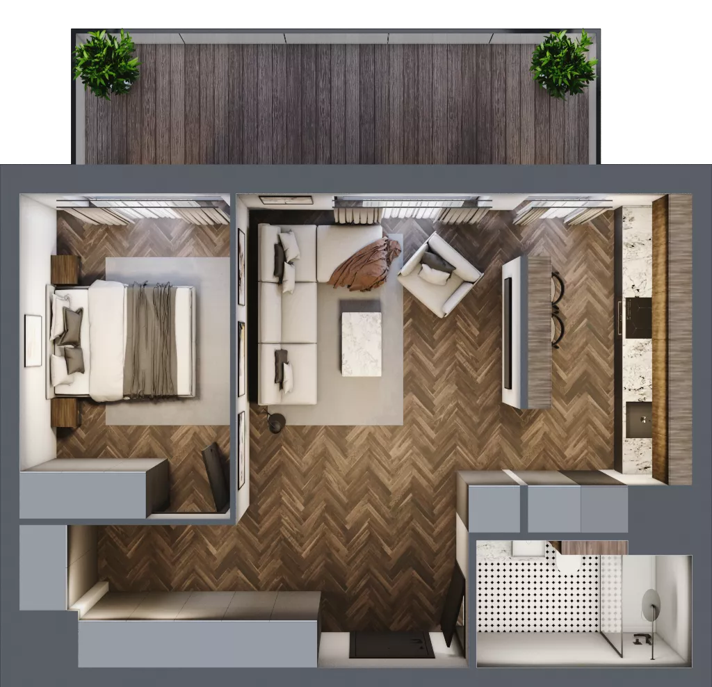 2 pokoje, mieszkanie 48,85 m², piętro 5, oferta nr C.5.08, Nad Odrą, Szczecin, Śródmieście, Łasztownia, ul. Celna 4