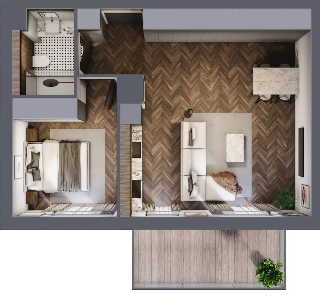 2 pokoje, mieszkanie 50,22 m², piętro 5, oferta nr F.5.01, Nad Odrą, Szczecin, Śródmieście, Łasztownia, ul. Celna 4