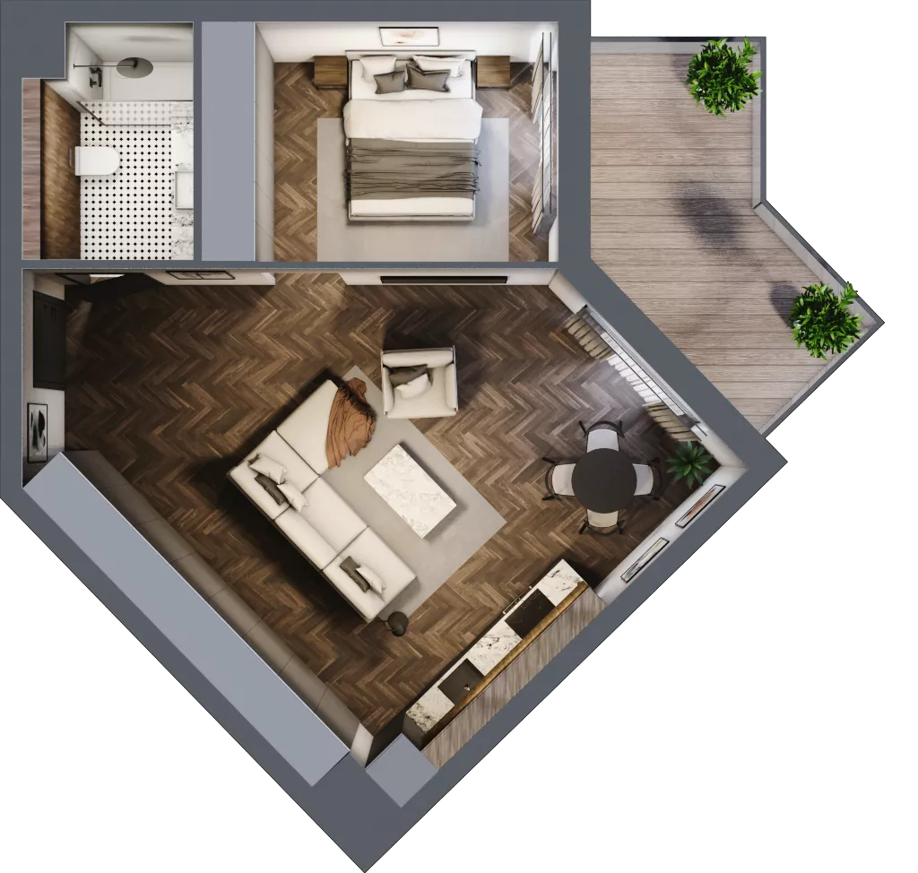 2 pokoje, mieszkanie 48,90 m², piętro 3, oferta nr E.3.02, Nad Odrą, Szczecin, Śródmieście, Łasztownia, ul. Celna 4