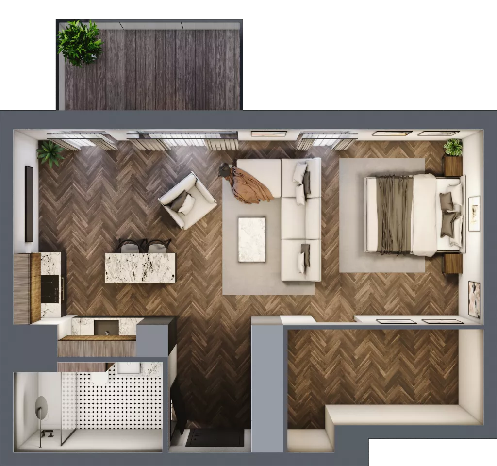 1 pokój, mieszkanie 49,41 m², piętro 5, oferta nr B.5.07, Nad Odrą, Szczecin, Śródmieście, Łasztownia, ul. Celna 4