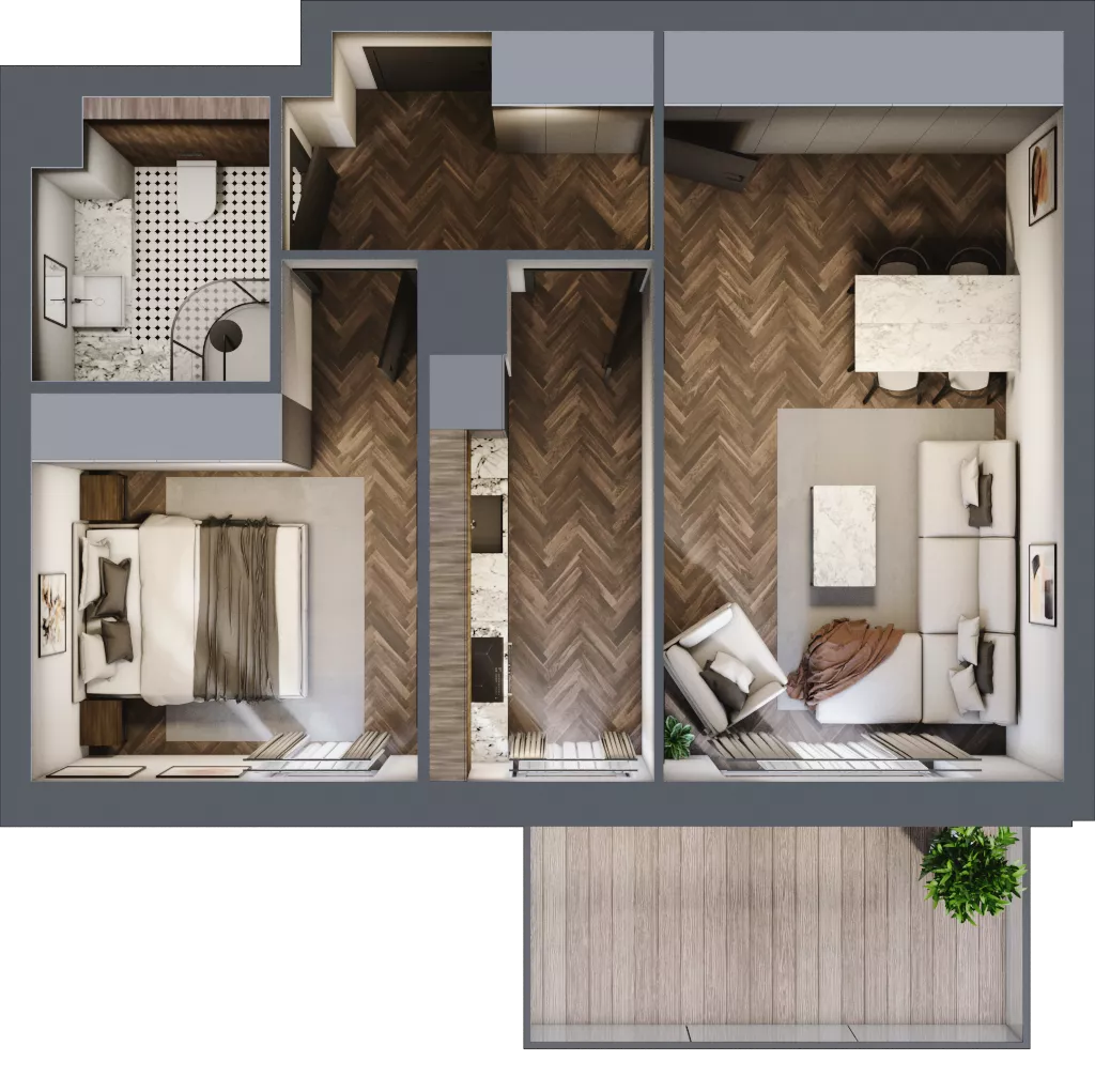 2 pokoje, mieszkanie 46,40 m², piętro 3, oferta nr E.3.11, Nad Odrą, Szczecin, Śródmieście, Łasztownia, ul. Celna 4