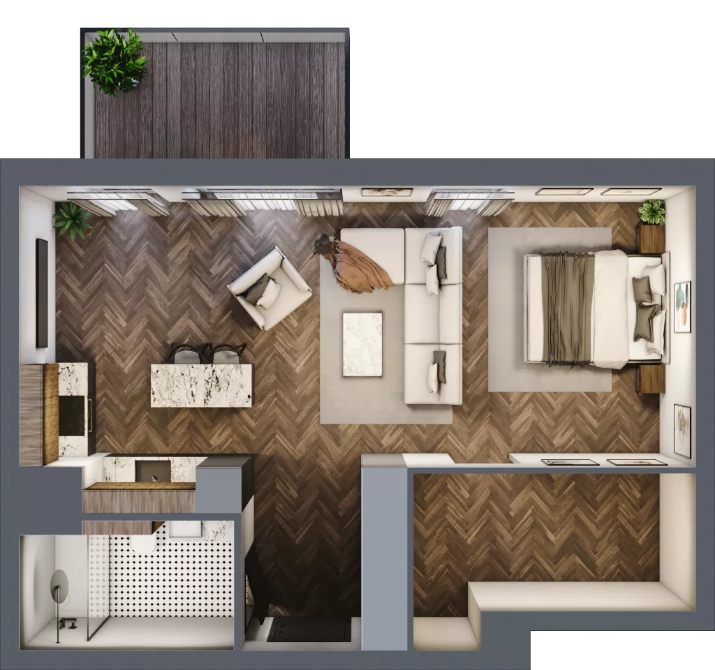 1 pokój, mieszkanie 49,87 m², piętro 6, oferta nr B.6.07, Nad Odrą, Szczecin, Śródmieście, Łasztownia, ul. Celna 4