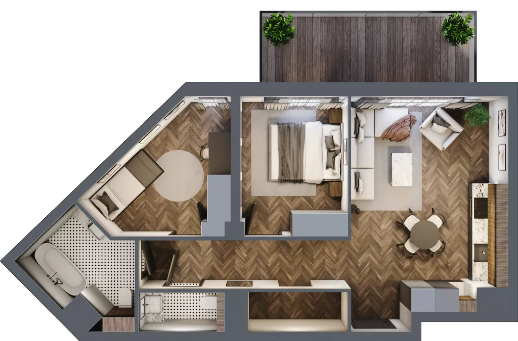 3 pokoje, mieszkanie 59,07 m², piętro 4, oferta nr D.4.01, Nad Odrą, Szczecin, Śródmieście, Łasztownia, ul. Celna 4