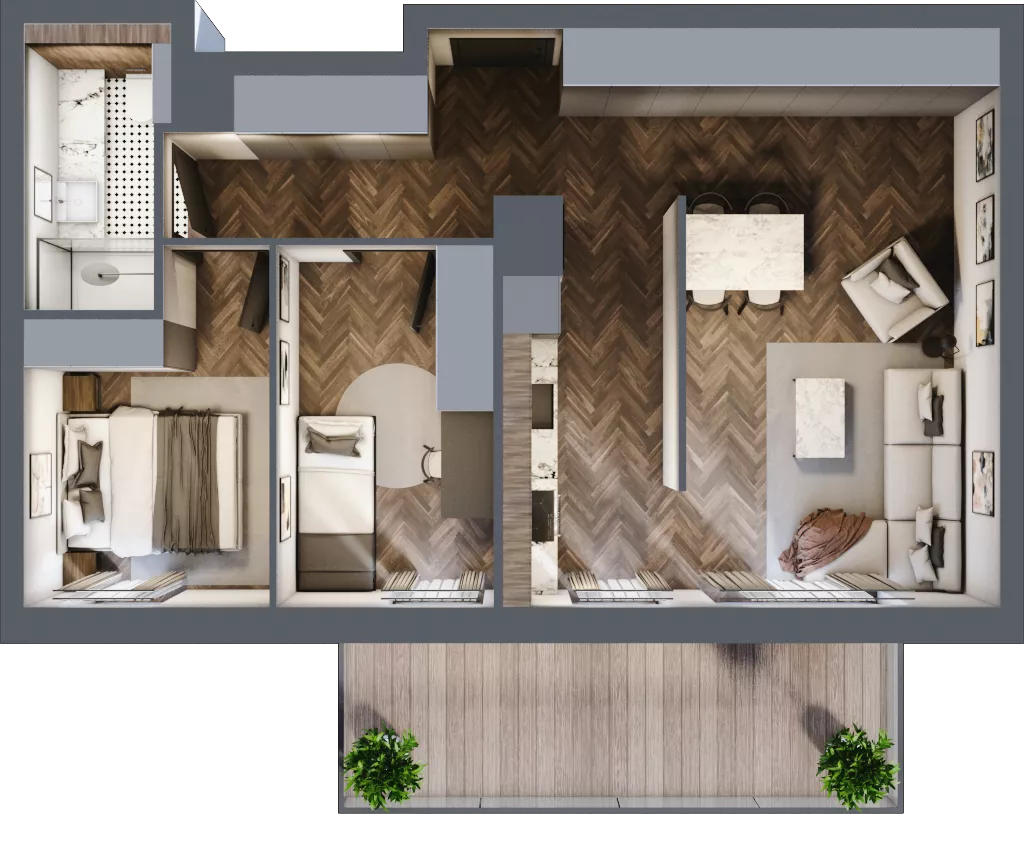 3 pokoje, mieszkanie 56,48 m², piętro 5, oferta nr F.5.08, Nad Odrą, Szczecin, Śródmieście, Łasztownia, ul. Celna 4