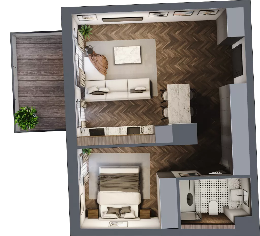 1 pokój, mieszkanie 44,30 m², piętro 4, oferta nr A.4.05, Nad Odrą, Szczecin, Śródmieście, Łasztownia, ul. Celna 4