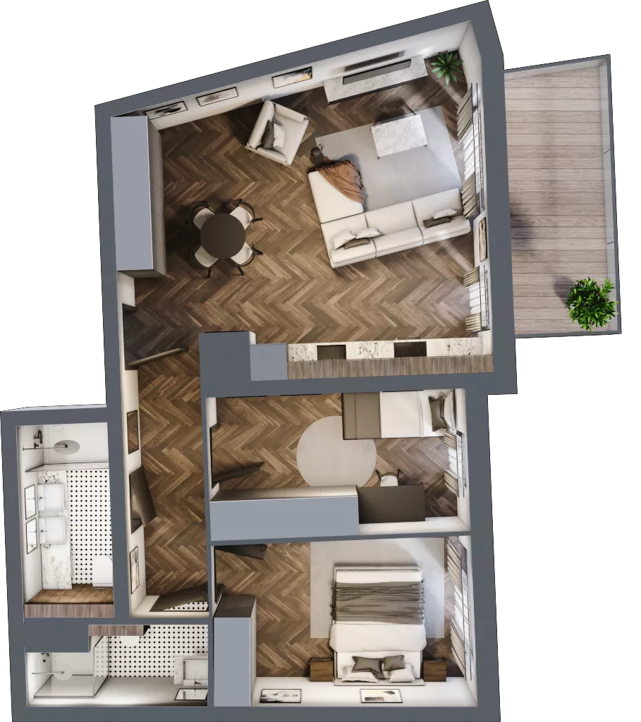 3 pokoje, mieszkanie 65,72 m², piętro 2, oferta nr A.2.03, Nad Odrą, Szczecin, Śródmieście, Łasztownia, ul. Celna 4