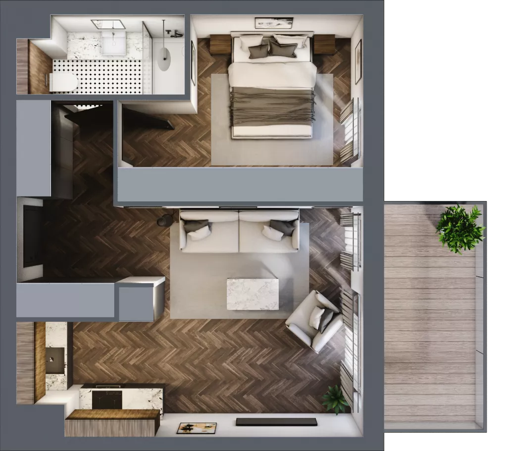 2 pokoje, mieszkanie 42,17 m², piętro 3, oferta nr E.3.01, Nad Odrą, Szczecin, Śródmieście, Łasztownia, ul. Celna 4