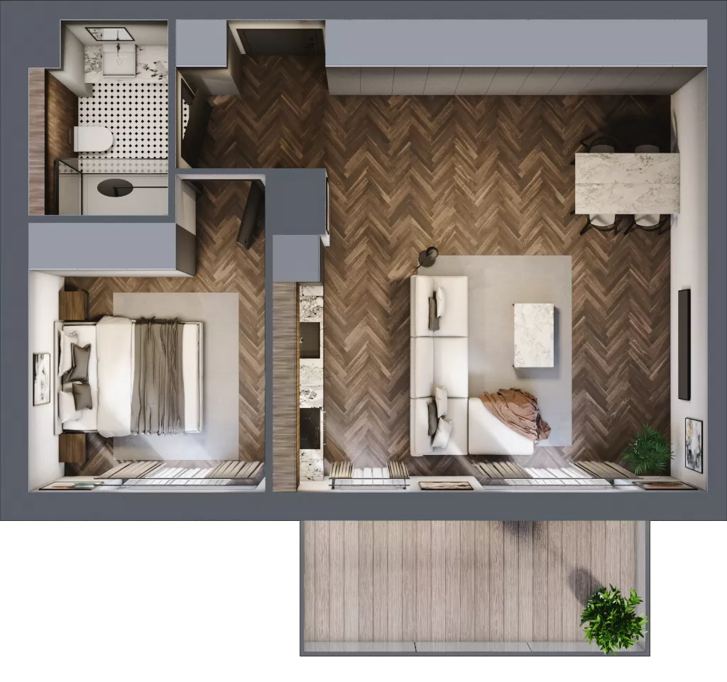 2 pokoje, mieszkanie 50,21 m², piętro 4, oferta nr F.4.01, Nad Odrą, Szczecin, Śródmieście, Łasztownia, ul. Celna 4