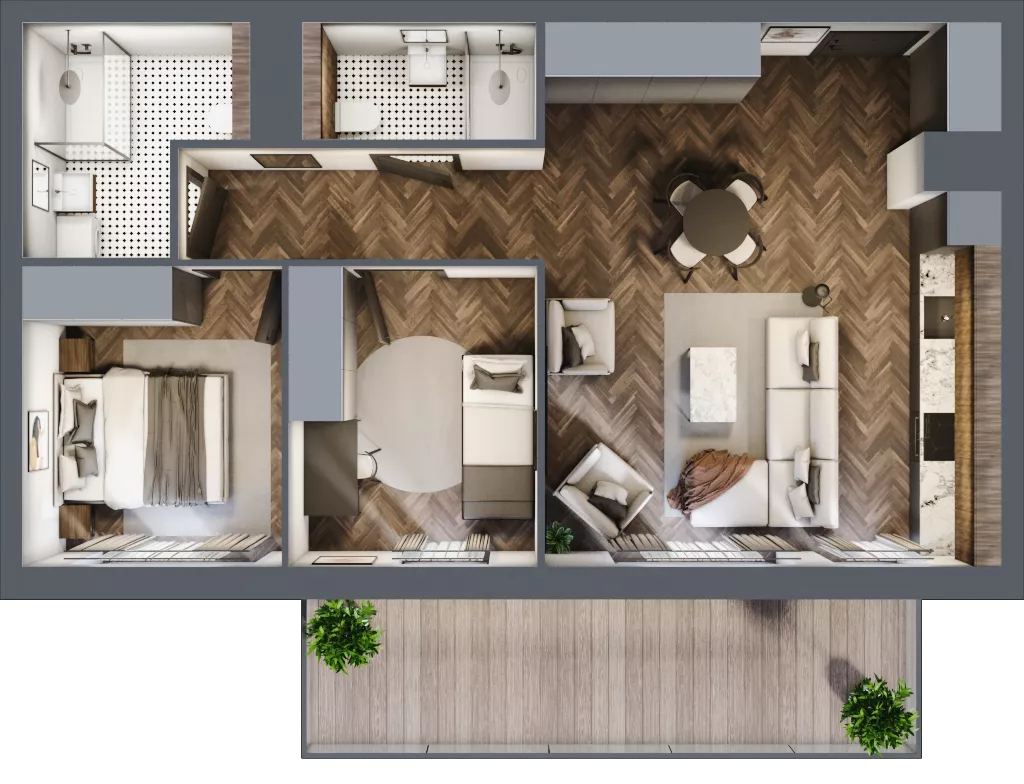3 pokoje, mieszkanie 61,97 m², piętro 4, oferta nr G.4.02, Nad Odrą, Szczecin, Śródmieście, Łasztownia, ul. Celna 4