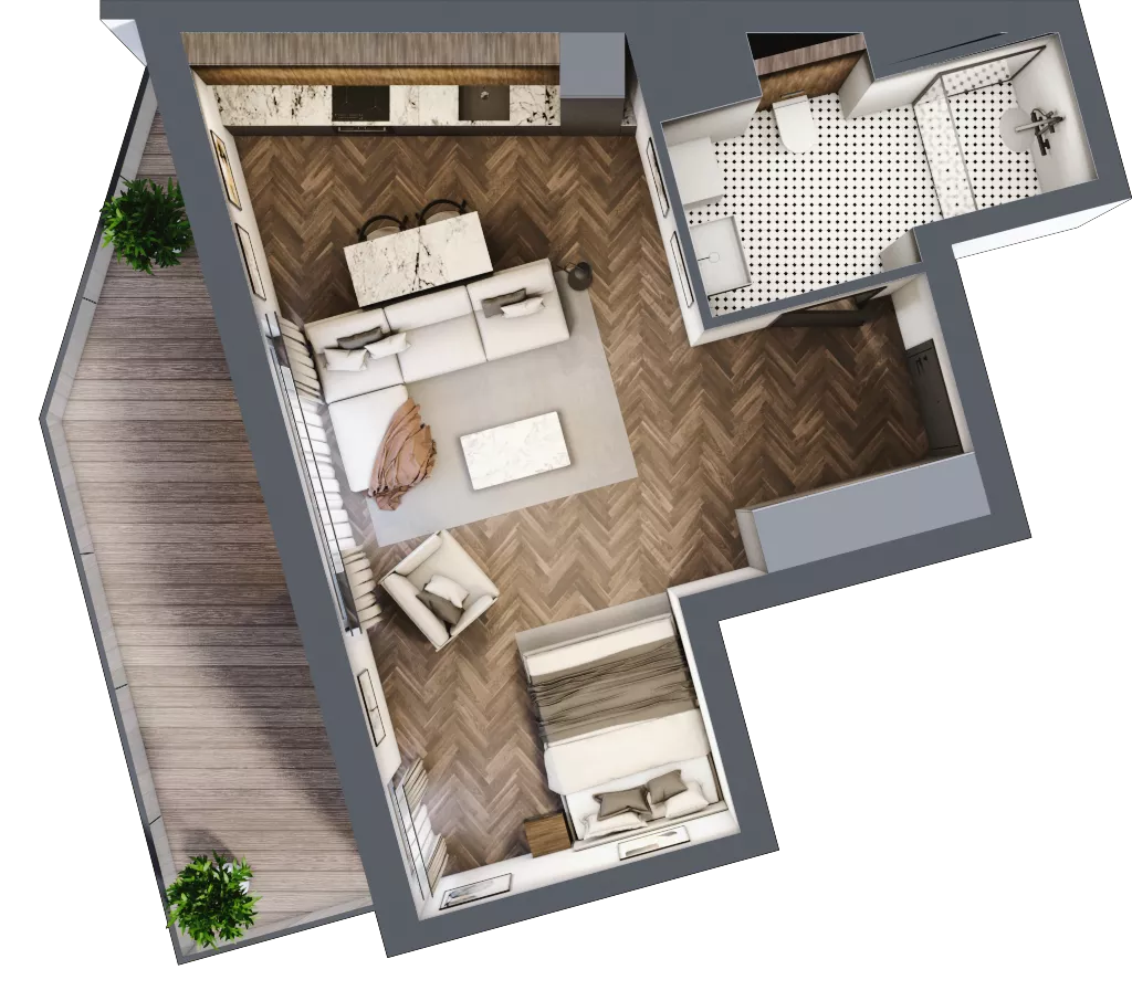 1 pokój, mieszkanie 40,79 m², piętro 3, oferta nr A.3.01, Nad Odrą, Szczecin, Śródmieście, Łasztownia, ul. Celna 4