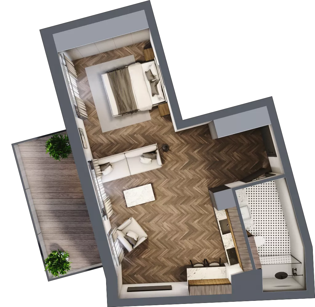 1 pokój, mieszkanie 43,33 m², piętro 4, oferta nr A.4.06, Nad Odrą, Szczecin, Śródmieście, Łasztownia, ul. Celna 4